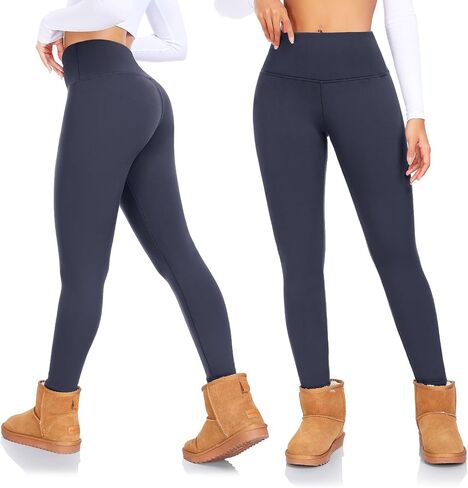 CTHH Women's Fleece Lined Leggings Winter Warm Workout Tights High Waisted Tummy Control Thick Thermal Velvet Yoga Pants in Saudi Arabia