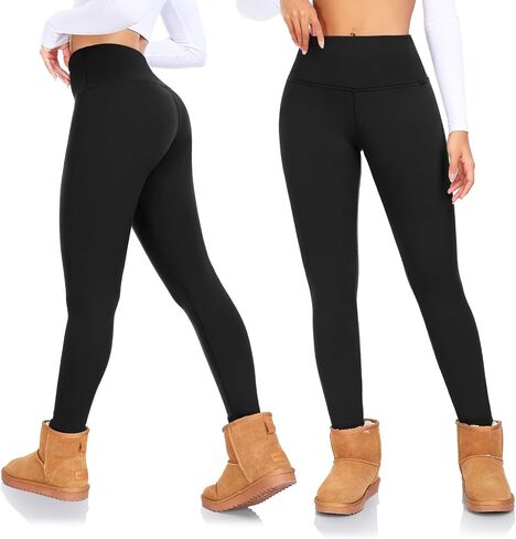 CTHH Women's Fleece Lined Leggings Winter Warm Workout Tights High Waisted Tummy Control Thick Thermal Velvet Yoga Pants in Saudi Arabia