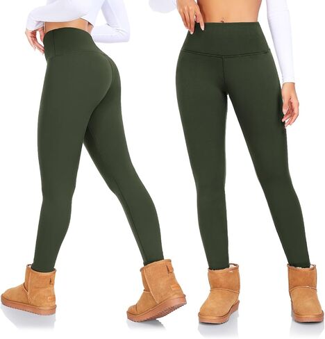 CTHH Women's Fleece Lined Leggings Winter Warm Workout Tights High Waisted Tummy Control Thick Thermal Velvet Yoga Pants in Saudi Arabia