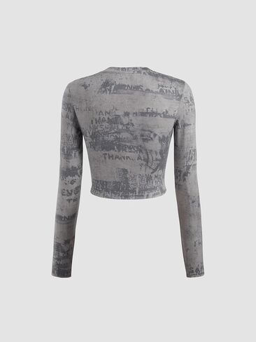 CIDER Women’s Round Neck Tie Dye Ruched Long Sleeve Fitted Crop Top Graphic Y2K Grunge Shirts in Saudi Arabia