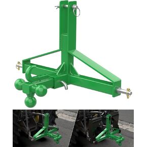 3 Point Trailer Hitch 2" Receiver and Trailer Ball Hitch with Hook, Bright Orange Tractor Mover Drawbar Hitch, 3 Pt Quick Hitch Farm Equipment and Subcompact Trailer Hitch for Tractor Category 1