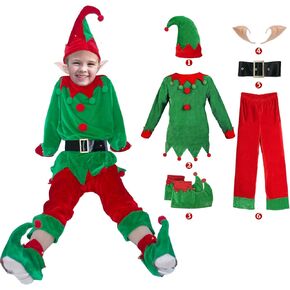 Elf Costume Christmas Costumes For Kids Elf Accessories Include Elf Ears Boot Belt Hat