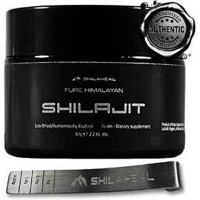 Authentic Pure Shilajit Resin from Ladakh, Himalayas | 100% Natural | 60g jar | Stamina and Energy Boost | 78%+ Fulvic Acid | Immune Support | for Men & Women | 4-Month Supply | 85+ Trace Minerals