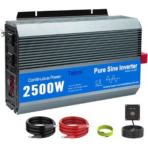 2500 watt Inverter Pure sine Wave car Power Inverter 12v to 110v /120V Inverter for car Vehicles Truck Camping Solar Panel Power Converter Adapter with Clamps and Remote Inverter 2500W
