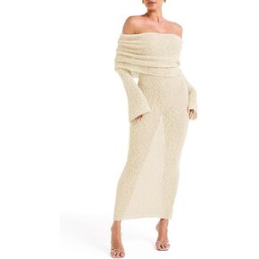 Saodimallsu Womens Off Shoulder Summer Maxi Dress Bell Long Sleeve Sexy Bodycon Strapless Sheer Beach Swimsuit Coverup