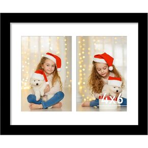 VIOLABBEY 11x14 Collage Picture Frames 2Pack, Fit Five 4x6 Photos with Mat or One 11x14 Pictures without Mat for Wall or Tabletop, Picture Frames Collage Wall Decor ,4x6 Picture Frame Collage with Stand Black
