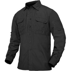 TACVASEN Men's Tactical Shirts Long Sleeve Quick Dry Breathable Button Down Fishing Work Safari Hiking Camping Hunting