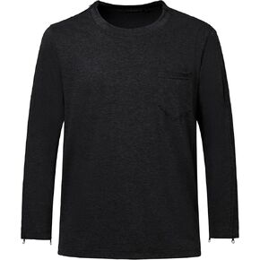 AIFARLD Post Shoulder Surgery Recovery Shirts for Men Full Tear Away Side Zippers Long Sleeve Dialysis Chemo Clothing