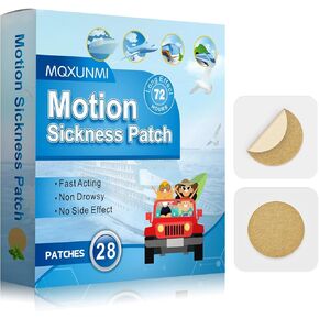 Motion Sickness Patches, 28 pcs No-Drowsy Sea Sickness Patches for Car Sickness, Air Sickness and Travel Patch, Fast Effective, Up to 72 Hours