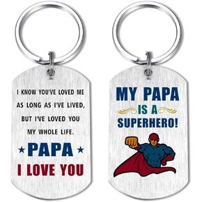 EE&YU Papa Keychain Gifts - Papa Birthday Gifts, I Love Papa Key Chain, Papa Papa Gifts, Papa Valentines Day Present