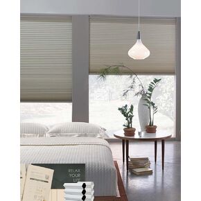 Yoolax Motorized Cellular Shades Compatible with Alexa, 100% Blackout Privacy Motorized Blinds, Smart Honeycomb Shades Customized Size, Automatic Blinds for Windows, Fabric Sample (Multicolor)