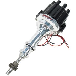 Pertronix D231800 Flame-Thrower Plug and Play Black Cap Marine Billet Electronic Distributor with Ignitor II Technology with Black Cap for Ford 351W