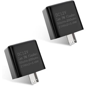 2 PCS Car DC 12V Dual Pin Adjustable Frequency Flasher Relay, High Sensitive Contact Flame Retardant Housing Relay Flasher Relay, Plug Play Accessory, Suitable for Cars, Motorcycles (Black)