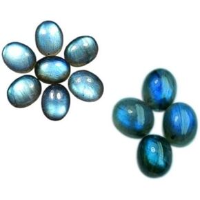 Pack of 2 Box Calibrated Natural Blue Fire Labradorite Mix Size Oval Cabochon Loose Gemstone For Healing Wellness and Jewelry Making. Oval 7x9mm, Oval 9x11mm.
