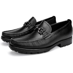 Men's Premium Leather Dress Shoes, Luxury Buckle Handmade Dress Loafer Party Shoes Wedding Casual Slip on Loafer for Mens