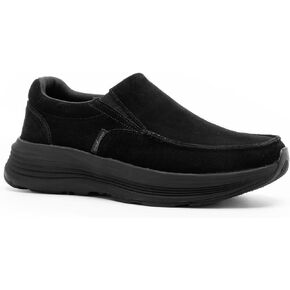 OrthoComfoot Men's Orthopedic Leather Dress Walking Shoes: Casual Arch Support Slip-On Loafers for Plantar Fasciitis, Comfortable Orthotic Shoes for Foot and Heel Pain Relief