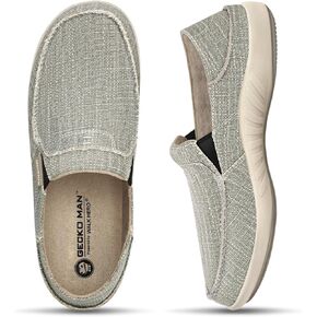 Mens Slip On Shoes, Canvas Loafers with Arch Support, Orthopedic Casual Sneakers for Plantar Fasciitis, Indoor & Outdoor Walking Slippers Shoes for Pain Relief