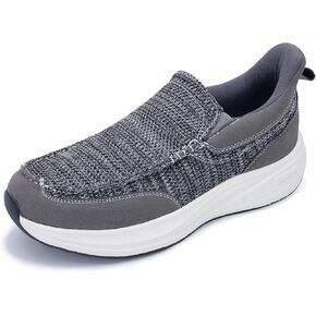 Men's Slip On Loafers Comfortable and Hands-Free Sneakers with Arch Support Lightweight Platform Canvas Boat Shoes Casual Stylish Breathable Walking Shoes US 7-13