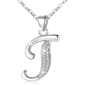 AEONSLOVE 925 Sterling Silver Initial Necklaces for Women, 26 Letters Pendants Necklace Gift for Mother, Daughter, Wife, 18 Inch Chain