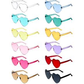 Flutesan 42 Pairs Valentine's Day Heart Shaped Sunglasses Bulk for Women Rimless Glasses Valentine Party Favor