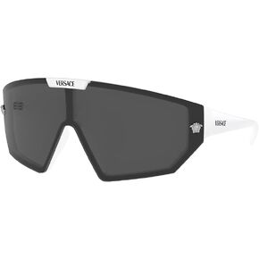 Versace VE 4461 314/87 White Plastic Shield Sunglasses Grey Lens
