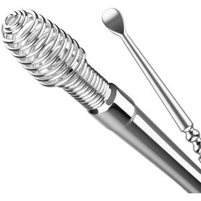 Spring Ear Wax Cleaner Tool Set Ear Cleaner Ear Cleaner Tool Ear Wax Removal Spoon Double Ended with Stainless 360° Spiral Ear Massage Cleaning Tool Ear Cleaner Cleaning Brush and Storage Box Silver