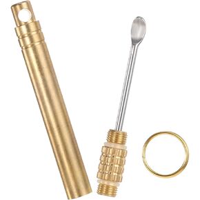 Gold Folding Type Ear Wax Removal Tool 2 Pcs Titanium Alloy Ear-Pick Cleaner Portable Ear Pick Attached A Keyring Mini Ear Clean Tool Supplies Premium Telescopic Ear Spoon Keychain