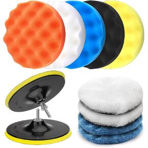 Linkstyle 13PCS 7in Polishing Pads Kit, Car Wool Buffing Pads for Polisher Electric Drill Auto Body Repair and Waxing