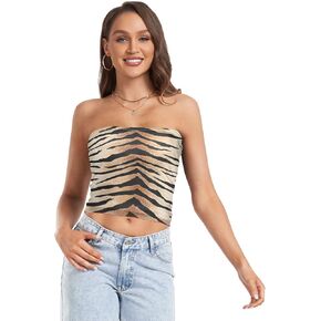 Stylish Animal Print Tiger Skin Womens Tube Tops Strapless Top