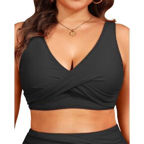 Women Plus Size Bikini Top - Twist Front Swimsuit Top Push Up Full Coverage Bathing Suit 2025 Swim Bra for Large Bust
