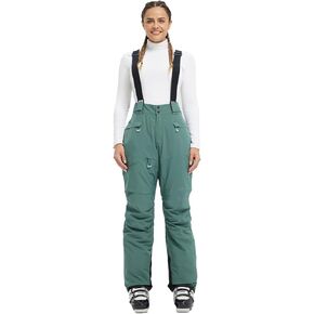fit space Women's Ski Pants Waterproof 15,000mm Deachable Stretch Suspenders Winter Alpine Snowboarding Pants