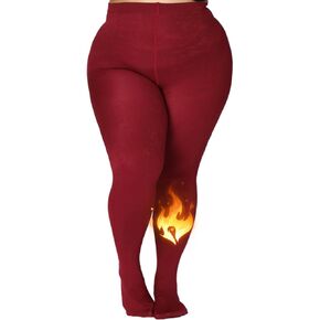 MERYLURE Plus Size Fleece Lined Tights, Thermal Warm Winter Tights for Women, Queen Thick High Waisted Opaque Pantyhose