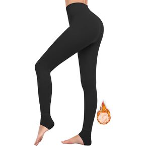 QooNoo Fleece Lined Tights Women Sheer High Waist Leggings Fake Translucent Thermal Pantyhose Opaque Warm