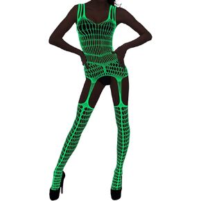 Hercicy Glow in the Dark Fishnet Stockings Hollow Fishnet Stockings Luminous Glowing Fishnet Socks High Waist White Fishnet(Stylish Style)
