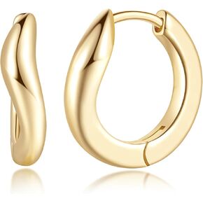 Gold Earrings Gold Hoop Earrings for Women 14K Gold Huggie Hoop Earrings for Women Gold Earrings for Women 18mm