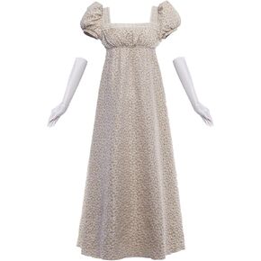Womens Regency Dress Empire Waist Long Regency Costume Victorian Gown