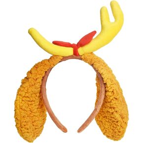 Antler Dog Headband with Dog Ears Deer Horn Dog Headpiece Reindeer Costume for Halloween Christmax