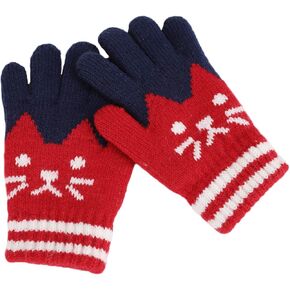 Cute Cat Knitted Winter Gloves for Girls Boys Assorted Color Warm Magic Gloves Mittens for Kids Children 4-9 Years