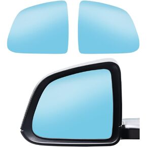 2Pcs Wide Angle Side Mirror Glass for Tesla Model 3 2017-2023 Side Mirror Replacement Anti Glare Heat Defogging Blue Glass Lens with Backing Plate
