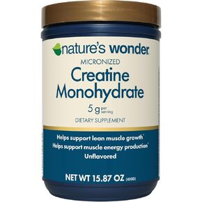 Nature's Wonder Micronized Creatine Monohydrate 5 g, Muscle Health, Muscle Energy Production, Gluten Free, No Lactose, 5 g of Micronized creatine Powder per Serving, 450G, 90 Servings