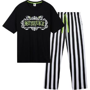 BEETLEJUICE Men's Pajamas Set, Comfortable Cotton Loungewear - Gifts for Him