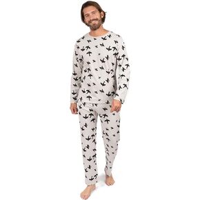 Leveret Mens Pajamas Loose Fitted 2 Piece Pajama Set 100% Cotton (Size Small-XX-Large)