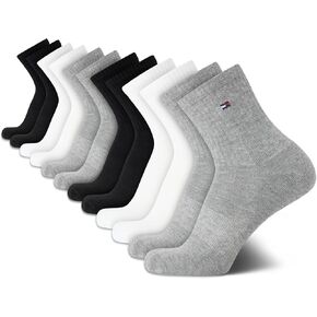 Tommy Hilfiger Men's Quarter Socks - 12 Pack Arch Support Cushion Comfort Socks - Athletic Ankle Socks for Men (7-12)