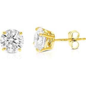 1/2 to 2 Carat Lab Grown Diamond Stud Earrings 14K Yellow Gold VS1 Clarity for Women in Round Prong Set