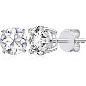Moissanite Earrings, Diamond Stud Earrings for Women 1-3 CT 18K White Gold Plated/S925 Sterling Silver Earring for Men, Lab Grown Hypoallergenic Jewelry