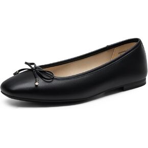 DREAM PAIRS Women's Flats, Square Toe Ballet Flats, Comfortable Casual Ballerina Flat Dress Shoes with Bow, Suitable for Dressy Business Casual Work Office