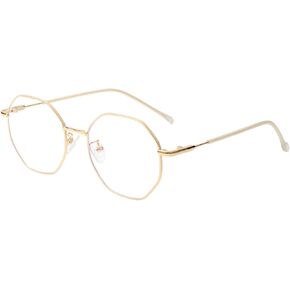 NIDOVIX Polygon Non Prescription Glasses for Women Men Vintage Octagon Square Metal Frame Eyeglasses