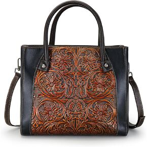 Purse and Handbag For Women Leather Shoulder Bag Top Handle Tote Bag Crossbody Bags Medium Satchel Vintage Embossing Pattern