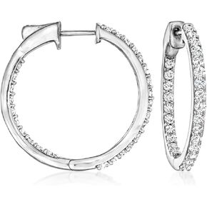 Ross-Simons 1.00 ct. t.w. Diamond Inside-Outside Hoop Earrings in Sterling Silver