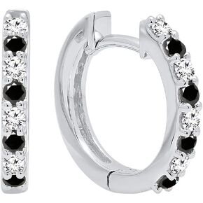 Dazzlingrock Collection 18K Round Gemstone & White Diamond Womens Fine Dainty Hoop Earrings, Solid White Gold